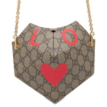 将图像加载到图库查看器中，GUCCI GG Supreme Heart LOVE ChainShoulder Red/Beige678131 PVC Coated Canvas Size Small
