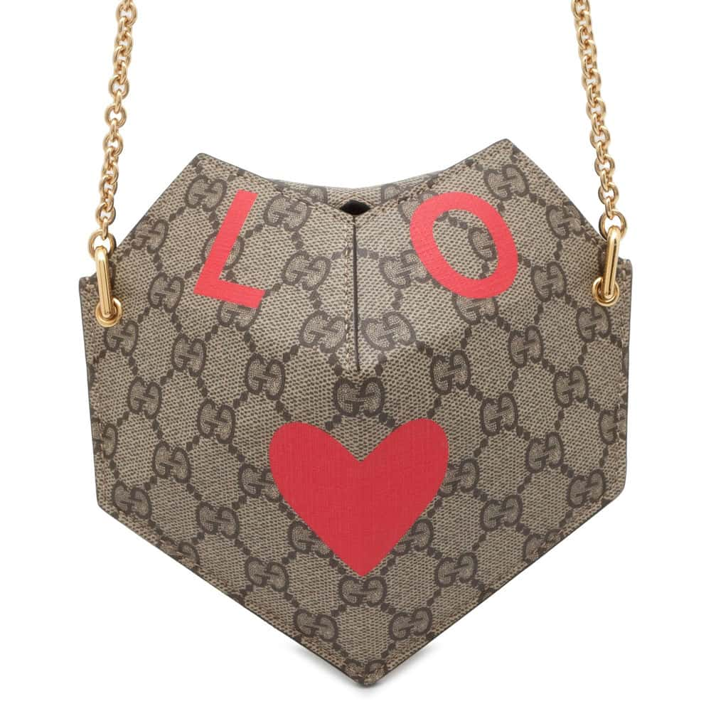 GUCCI GG Supreme Heart LOVE ChainShoulder Red/Beige678131 PVC Coated Canvas Size Small