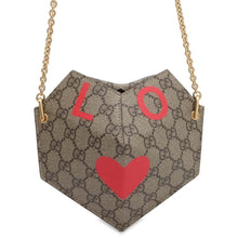 将图像加载到图库查看器中，GUCCI GG Supreme Heart LOVE ChainShoulder Red/Beige 678131 PVC Coated Canvas Size Small
