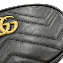 Load image into Gallery viewer, GUCCI GG Marmont belt bag Black 476434 Leather
