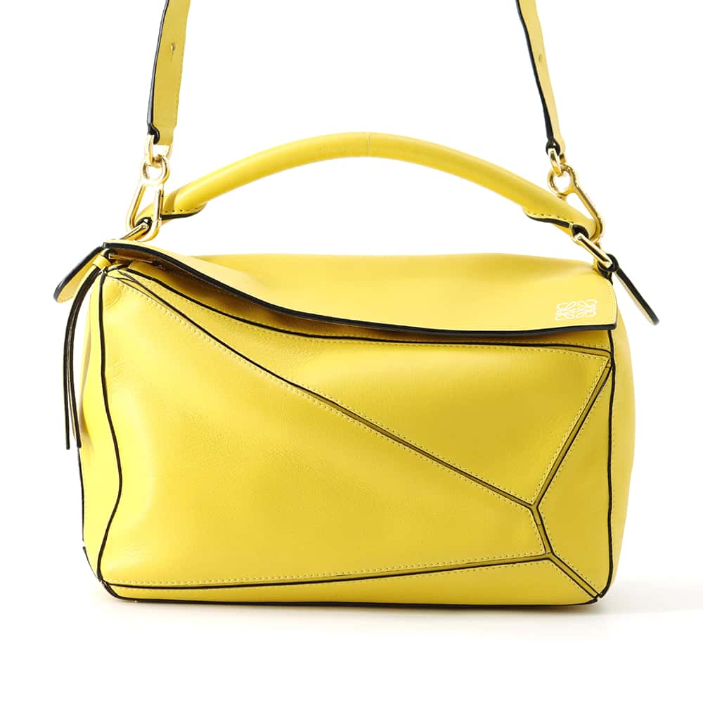 LOEWE Puzzle 2way Shoulder Bag Yellow Leather Size Medium