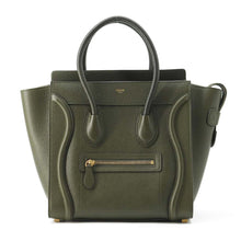 将图像加载到图库查看器中，CELINE Luggage Tote Bag Green189793AQL Leather Size micro
