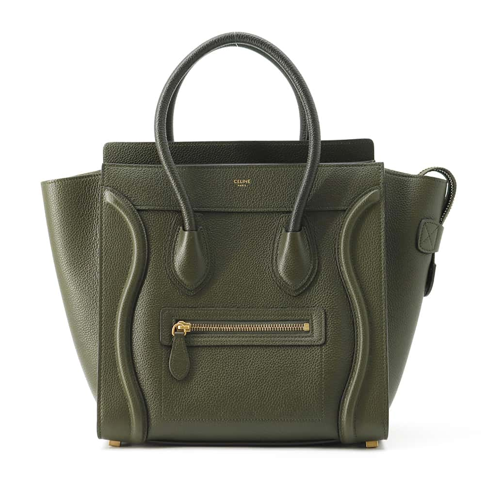 CELINE Luggage Tote Bag Green189793AQL Leather Size micro