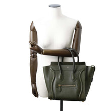 将图像加载到图库查看器中，CELINE Luggage Tote Bag Green189793AQL Leather Size micro
