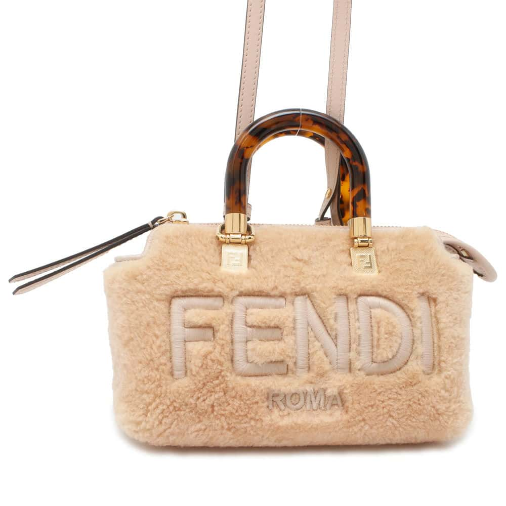 FENDI By the Way 2way Bag Jasmin Flower8BS067 Fur Leather