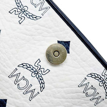 将图像加载到图库查看器中，MCM Logo Shoulder Bag White/Navy Leather
