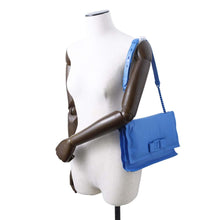 将图像加载到图库查看器中，Ferragamo Viva Bow Vara Ribbon Shoulder Bag Blue 21I287 Lambskin
