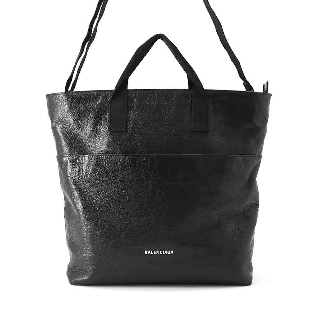 BALENCIAGA Explorer 2way Tote Black 638804 Leather