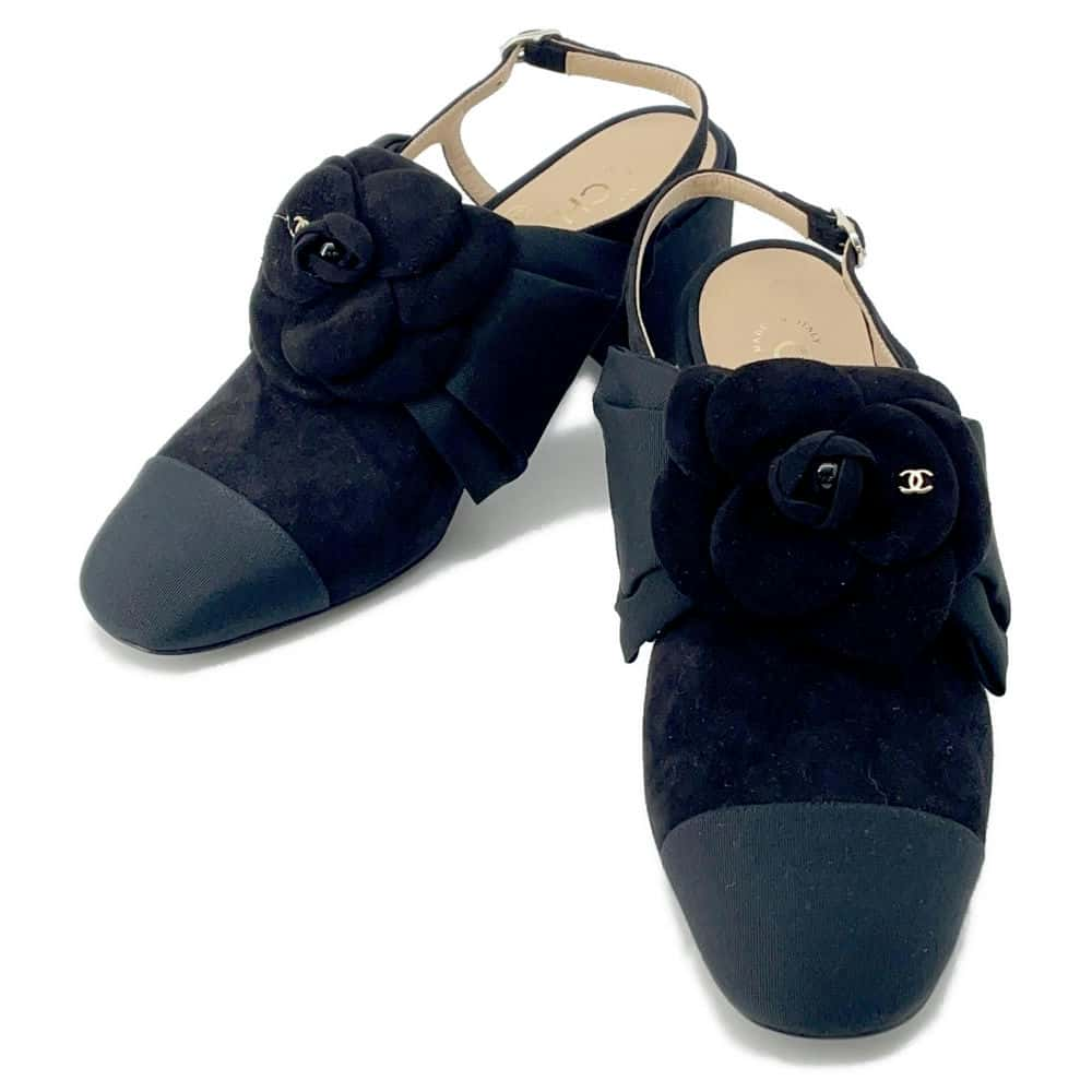 CHANEL Camellia Pumps BlackG45307 suede Size 37