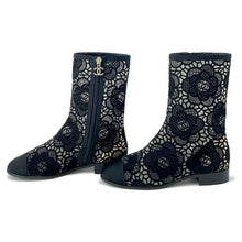 将图像加载到图库查看器中，CHANEL Embroidery Grosgrain short boots BlackG45519 race Size 37C
