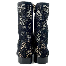 将图像加载到图库查看器中，CHANEL Embroidery Grosgrain short boots BlackG45519 race Size 37C
