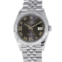 将图像加载到图库查看器中，ROLEX Datejust W36mm Stainless Steel K18WG Aubergine Dial 126234
