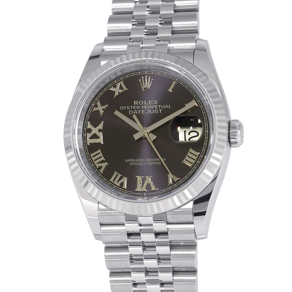 ROLEX Datejust W36mm Stainless Steel K18WG Aubergine Dial126234