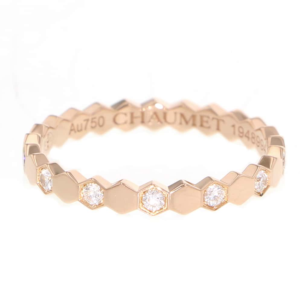 Chaumet Be My Love Honeycomb Ring Size 50/#10 18K Pink Gold