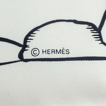 Load image into Gallery viewer, HERMES Carre One Thousand and One Rabbits Size 90 Blanc/Black Silk100%
