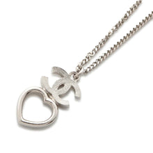 Load image into Gallery viewer, CHANEL CC Logo &amp; Heart Necklace Silver ABB651 Metal Rhinestone
