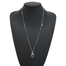 Load image into Gallery viewer, CHANEL CC Logo &amp; Heart Necklace Silver ABB651 Metal Rhinestone
