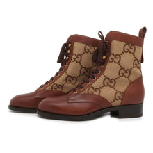 将图像加载到图库查看器中，GUCCI Jumbo GG Canvas Boots Brown/Beige 680813 Canvas Leather Size 9
