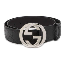 将图像加载到图库查看器中，GUCCI Signature Leather Belt Black 411924 Leather Size 90
