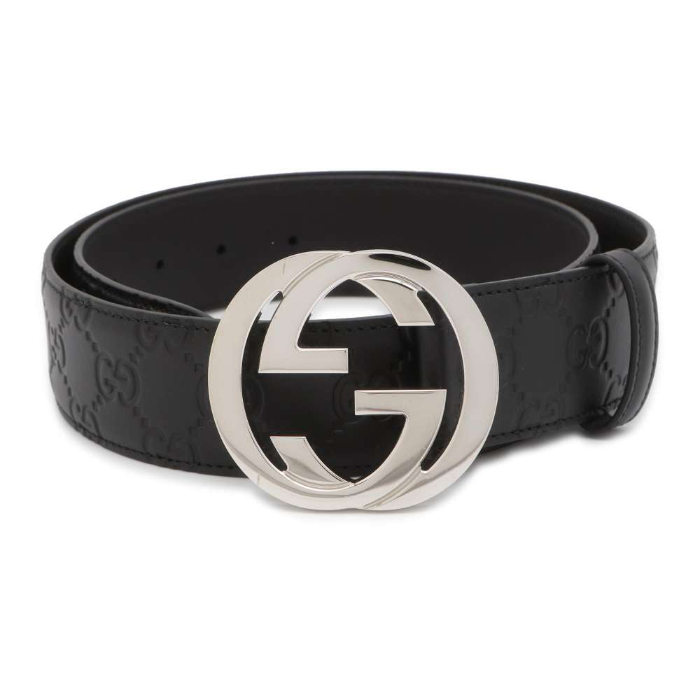 GUCCI Signature Leather Belt Black 411924 Leather Size 90