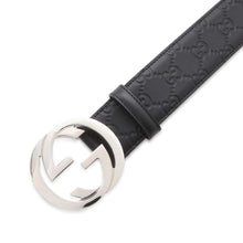 将图像加载到图库查看器中，GUCCI Signature Leather Belt Black 411924 Leather Size 90
