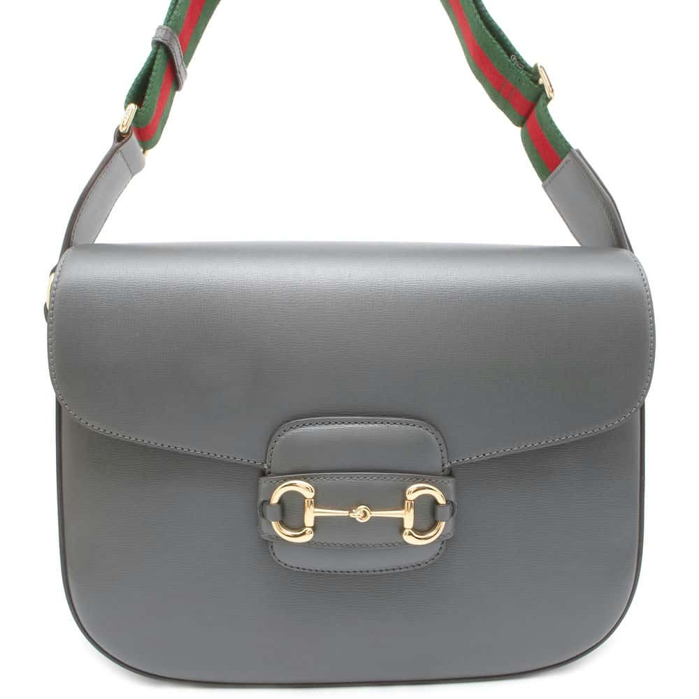 GUCCI Horsebit1955 Shoulder Bag Gray 700457 Leather