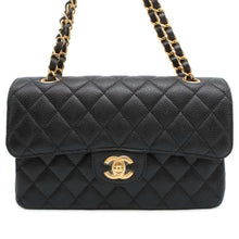 Load image into Gallery viewer, CHANEL Matelasse W flap WChainShoulder Bag Black A01113 Caviar Leather Size 23
