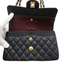 Load image into Gallery viewer, CHANEL Matelasse W flap WChainShoulder Bag Black A01113 Caviar Leather Size 23
