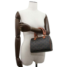 Load image into Gallery viewer, CELINE Triomphe 2WAY Travel Bag Tan 197582 PVC Coated Canvas Leather Size Small
