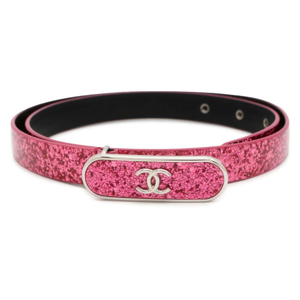 CHANEL Belt Size 75 Pink Patent Leather