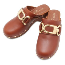 将图像加载到图库查看器中，LOUIS VUITTON Cottage Line Mules Cognac1AC75A Calf Leather Wood Size 37
