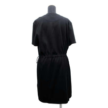 Load image into Gallery viewer, HERMES Sellier logo patch drawstring dress Size 38 Black Cotton51% Silk40% Nylon9%
