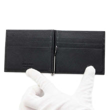 将图像加载到图库查看器中，PRADA Triangle Logo Wallet with Money Clip Black 2MN077 Saffiano LeatherLeather
