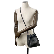 Load image into Gallery viewer, Bottega Veneta Maxi INTRECCIATO Drawstring Bag Shoulder Black 680218 Lambskin Size Small
