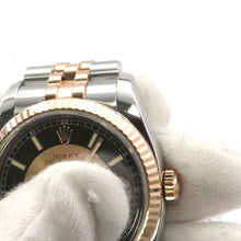 将图像加载到图库查看器中，ROLEX Datejust W36mm Stainless Steel K18PG PG/Black Dial 116231
