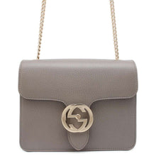 将图像加载到图库查看器中，GUCCI Interlocking G ChainShoulder Bag Gray 510304 Leather
