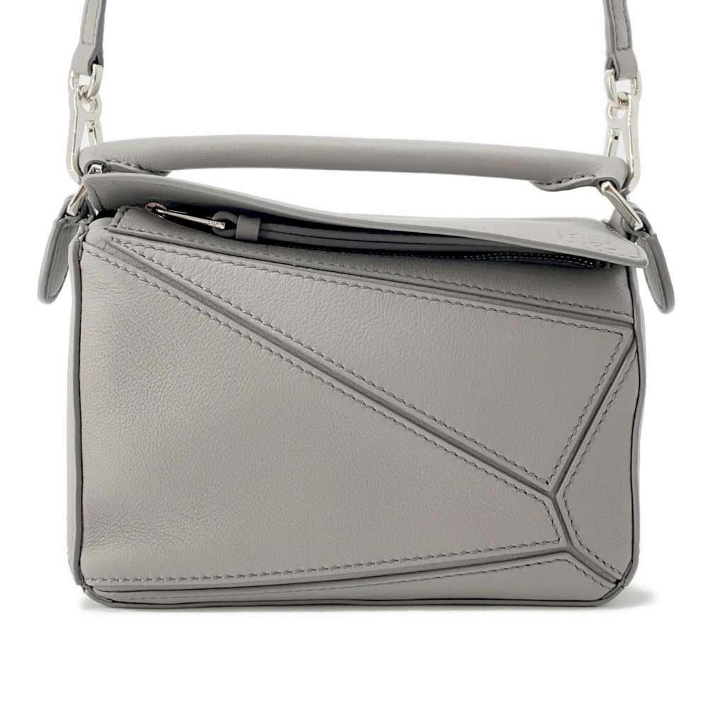 LOEWE Puzzle Shoulder Bag Light Gray A510U95X58 Soft Calf Leather Size Mini