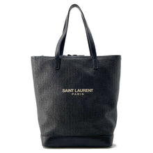 Load image into Gallery viewer, SAINT LAURENT PARIS Teddy Tote Bag Black 551595 Leather Coating Raffia
