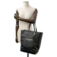 Load image into Gallery viewer, SAINT LAURENT PARIS Teddy Tote Bag Black 551595 Leather Coating Raffia
