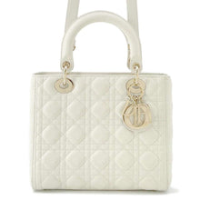 将图像加载到图库查看器中，Dior Lady Dior 2WAYHandbag White M0565ONGE Lambskin Size Medium
