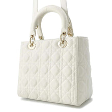 将图像加载到图库查看器中，Dior Lady Dior 2WAYHandbag White M0565ONGE Lambskin Size Medium
