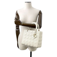 将图像加载到图库查看器中，Dior Lady Dior 2WAYHandbag White M0565ONGE Lambskin Size Medium
