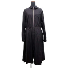 Load image into Gallery viewer, HERMES Ruffled Collar Zip-Up Dress Size 40 Black Cotton100%
