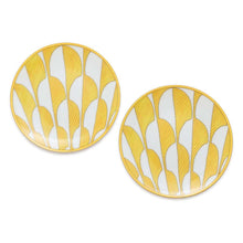 Load image into Gallery viewer, HERMES Soleil de HERMES bread plate pair set Yellow/White Porcelain Size 5.5&quot;
