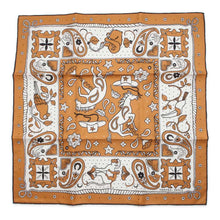 Load image into Gallery viewer, HERMES Carre Bandana ANIMAUX BANDANA Animal Bandana Size 55 Beige・Dore/White/Black Silk100%
