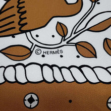 Load image into Gallery viewer, HERMES Carre Bandana ANIMAUX BANDANA Animal Bandana Size 55 Beige・Dore/White/Black Silk100%
