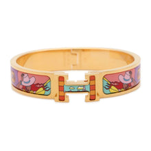 Load image into Gallery viewer, HERMES Clic Le Chat Carre Size PM Gold/Multicolor Gold Plated Enamel
