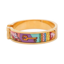 Load image into Gallery viewer, HERMES Clic Le Chat Carre Size PM Gold/Multicolor Gold Plated Enamel
