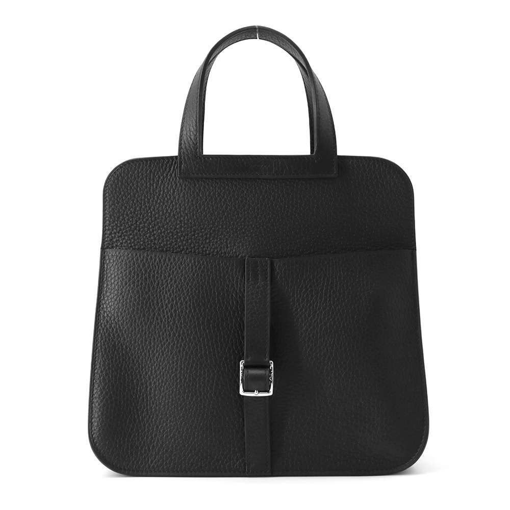 HERMES Halzan Black Taurillon Clemence Size 25