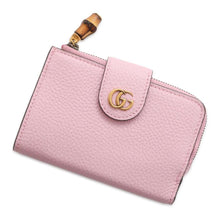 将图像加载到图库查看器中，GUCCI Double G Medium Wallet with Bamboo Pink 739498 Leather
